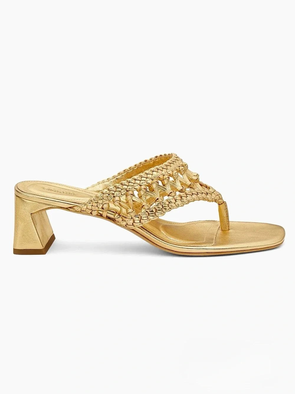 SIMKHAI Women's Alia 50MM Metallic Leather Weave Block-Heel Sandals - Gold